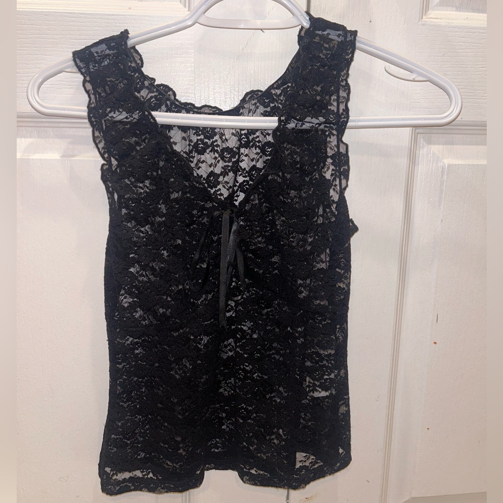 Brandy Melville V-Neck Black Lace Tank Top